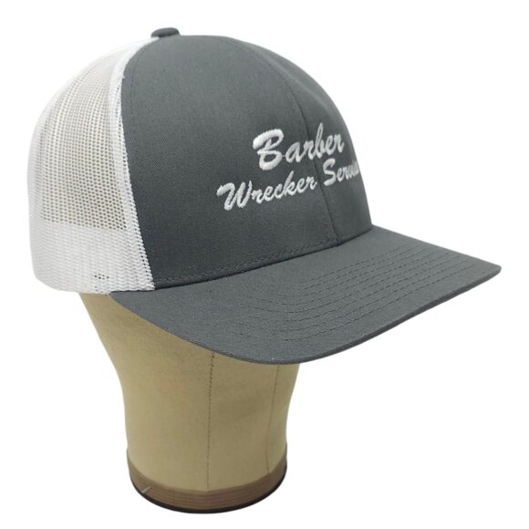 Barber Wrecker Service Mesh Snapback Cap Hat Trucker Baseball Embroidered Logo - Picture 3 of 14